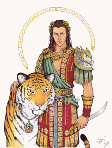 roi style dieu grec byzantin et tigre