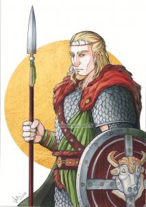 seigneur germanique viking en armure, feutres