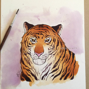 portrait de tigre à l'aquarelle