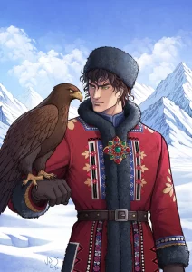 Roi Médiéval en tenue roumaine, illustration digitale